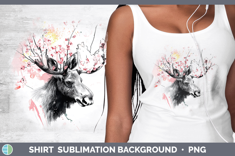 Woodland Sakura Moose Shirt Sublimation Sublimation Backgrou