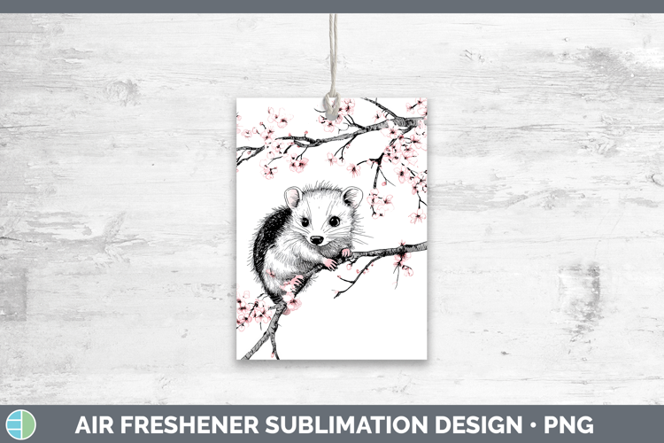 Woodland Sakura Opossum Air Freshener Sublimation Car Freshe