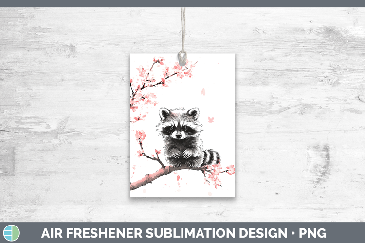 Woodland Sakura Raccoon Air Freshener Sublimation Car Freshe
