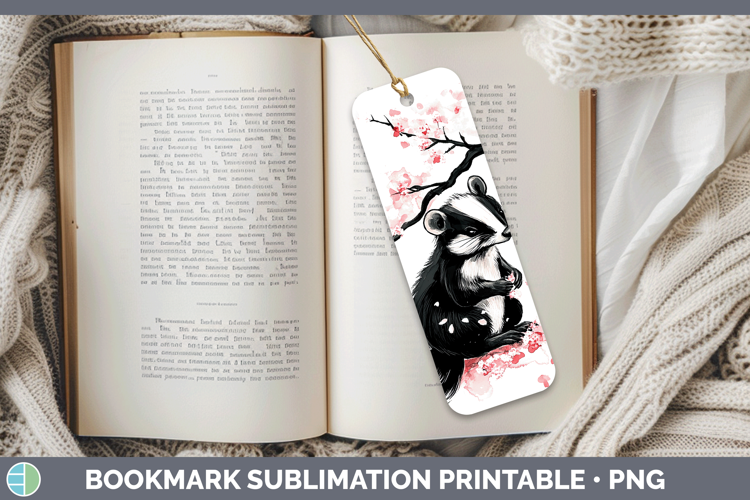 Woodland Sakura Skunk Bookmark Sublimation Printable Designs