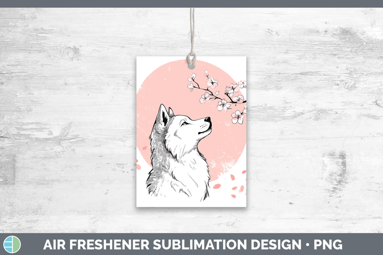 Woodland Sakura Wolf Air Freshener Sublimation Car Freshener