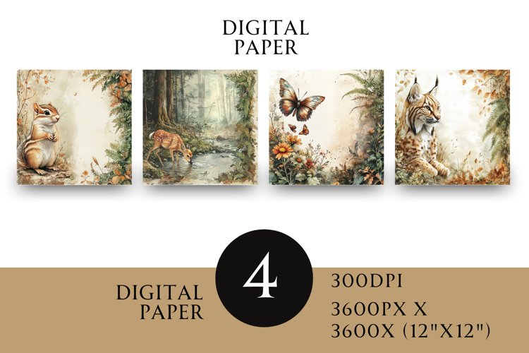 Woodland Scrapbook Square Paper Junk Journal