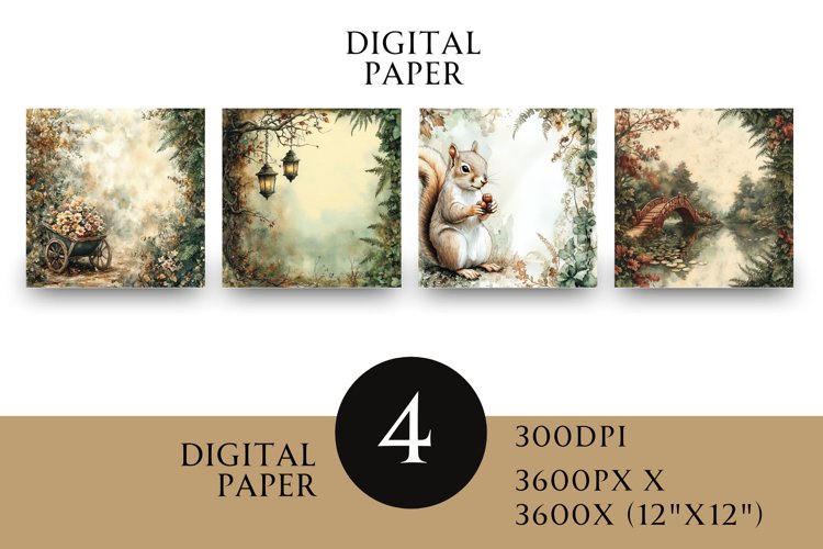 Woodland Scrapbook Square Paper Junk Journal