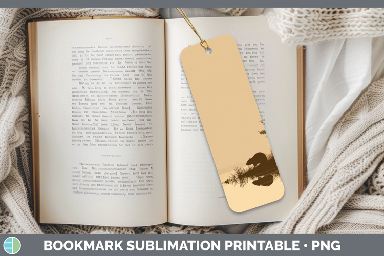 Beaver Bookmark Woodland Silhouette Sublimation Printable De