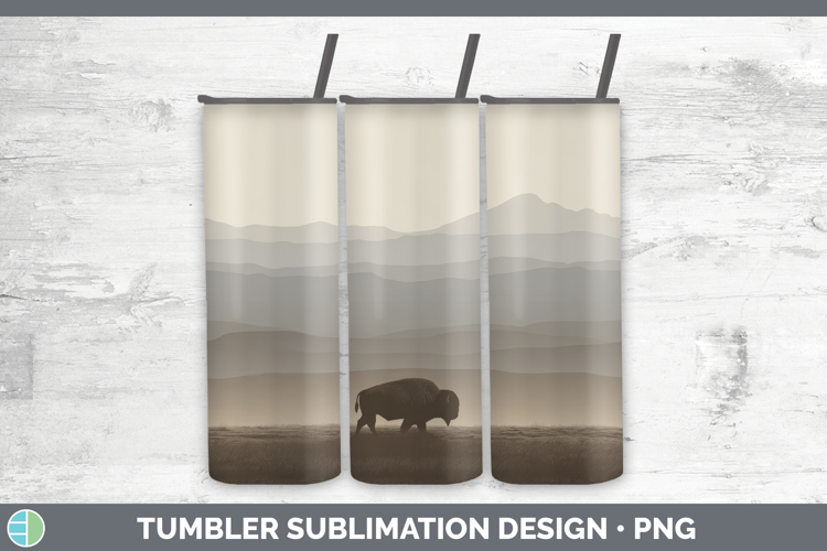 Bison Tumbler Woodland Silhouette Sublimation 20 oz Skinny T