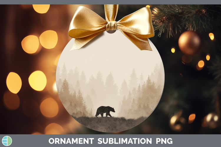 Black Bear Ornament Woodland Silhouette Sublimation Bauble D