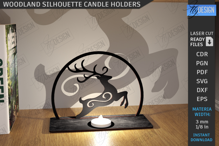 Woodland Silhouette Candle Holder Laser Cut|Candlestick SVG