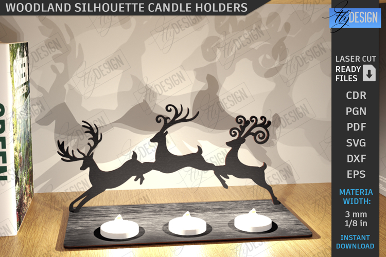 Woodland Silhouette Candle Holder Laser Cut|Candlestick SVG