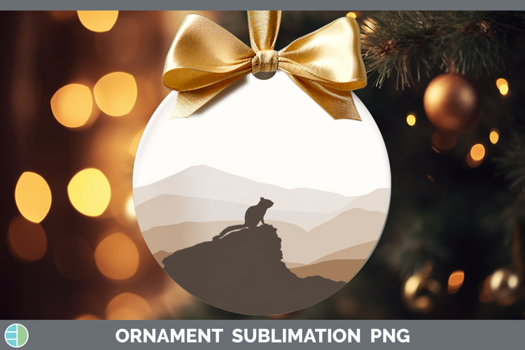Chipmunk Ornament Woodland Silhouette Sublimation Bauble Des
