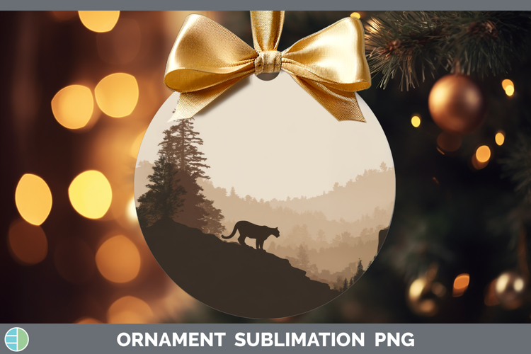 Cougar Ornament Woodland Silhouette Sublimation Bauble Desig