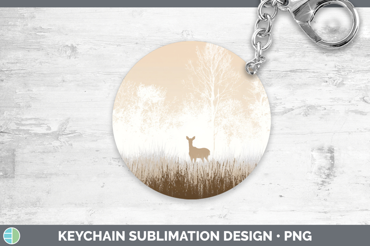 Deer Keychain Woodland Silhouette Sublimation Keyring Design