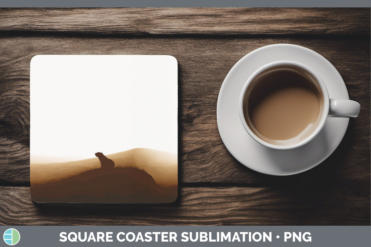 Groundhog Square Coaster Woodland Silhouette Sublimation Coa