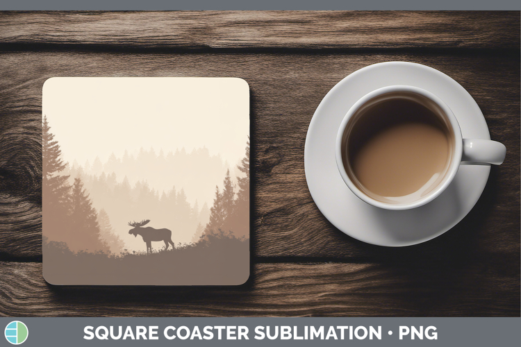 Moose Square Coaster Woodland Silhouette Sublimation Coaster