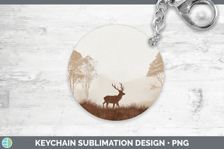 Reindeer Keychain Woodland Silhouette Sublimation Keyring De