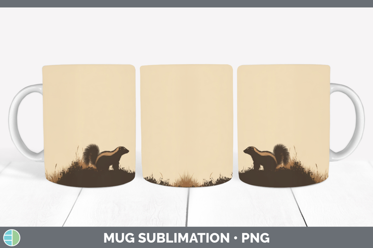 Skunk Mug Wrap Woodland Silhouette Sublimation Coffee Cup De