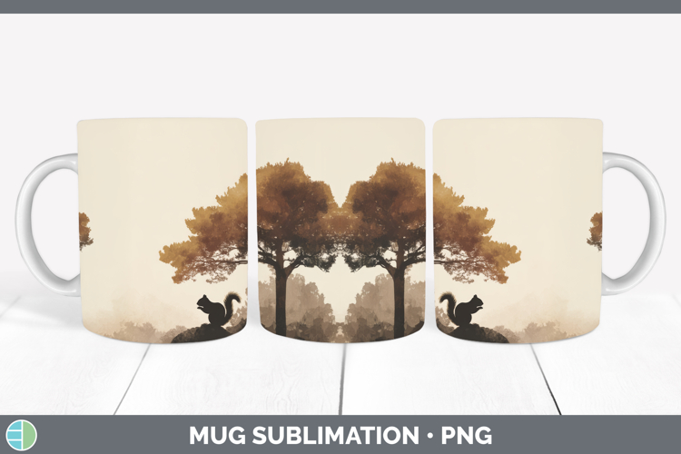 Squirrel Mug Wrap Woodland Silhouette Sublimation Coffee Cup