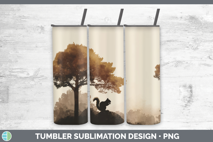 Squirrel Tumbler Woodland Silhouette Sublimation 20 oz Skinn