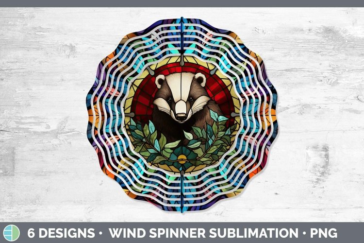 Woodland Stained Glass Badger Wind Spinner Sublimation Spinn