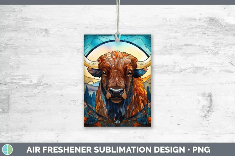 Woodland Stained Glass Bison Air Freshener Sublimation Car F