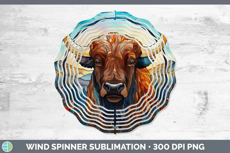 Woodland Stained Glass Bison Wind Spinner Sublimation Spinne