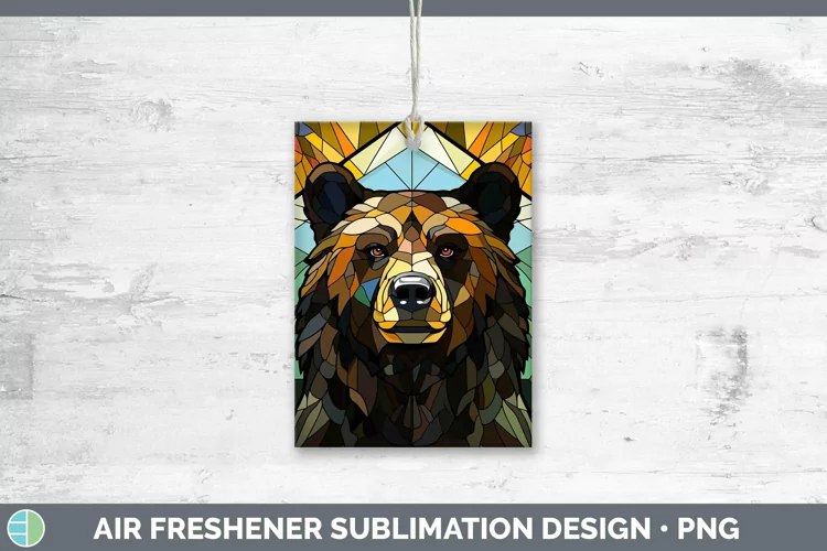 Woodland Stained Glass Black Bear Air Freshener Sublimation