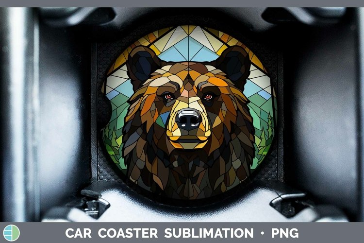 GorgeousWoodland Stained Glass Car Coaster design.