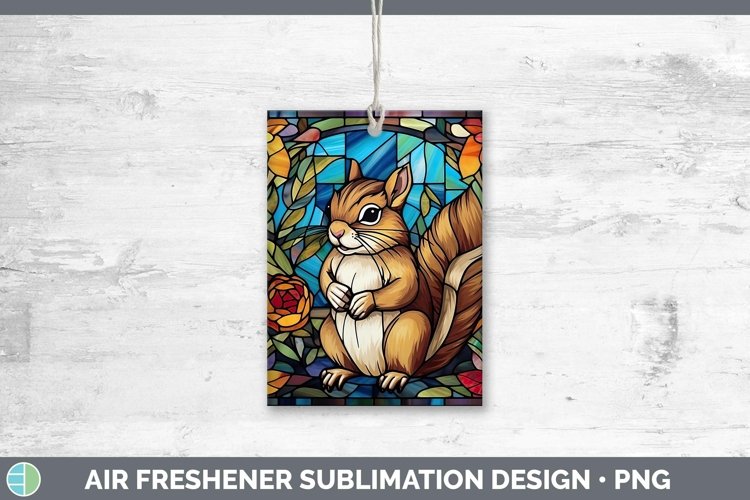 Woodland Stained Glass Chipmunk Air Freshener Sublimation Ca