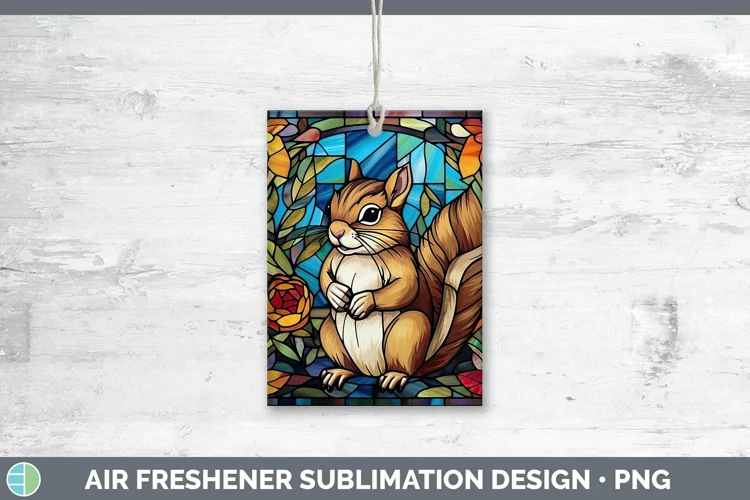 Woodland Stained Glass Chipmunk Air Freshener Sublimation Ca