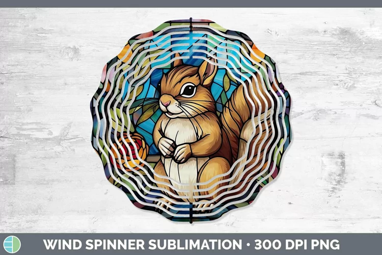 Woodland Stained Glass Chipmunk Wind Spinner Sublimation Spi