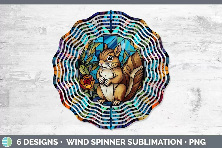 Woodland Stained Glass Chipmunk Wind Spinner Sublimation Spi
