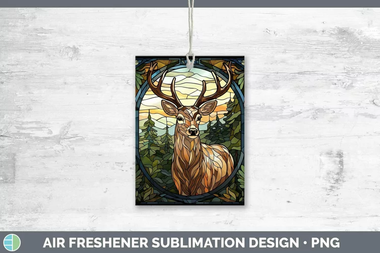Woodland Stained Glass Deer Air Freshener Sublimation Car Fr