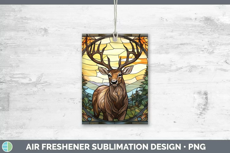 Woodland Stained Glass Elk Air Freshener Sublimation Car Fre