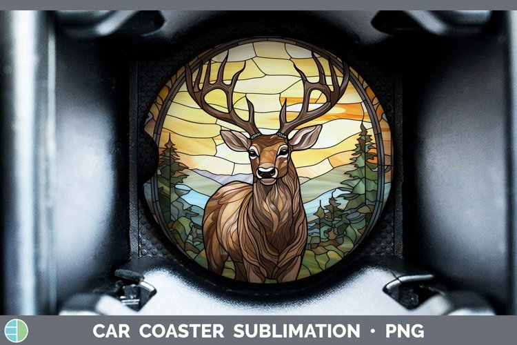 GorgeousWoodland Stained Glass Car Coaster design.