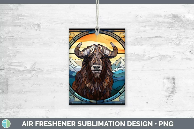 Woodland Stained Glass Musk Ox Air Freshener Sublimation Car