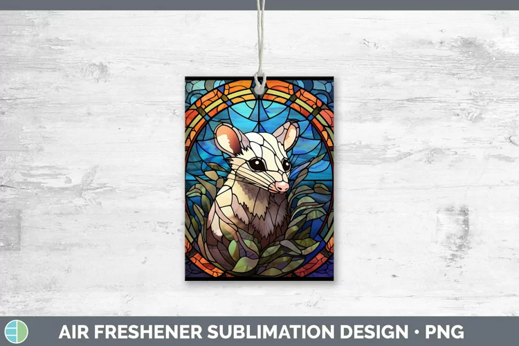 Woodland Stained Glass Opossum Air Freshener Sublimation Car