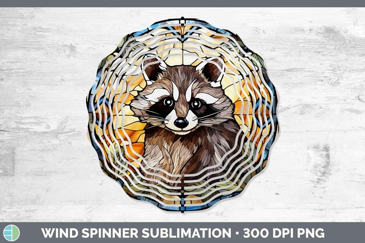 Woodland Stained Glass Raccoon Wind Spinner Sublimation Spin