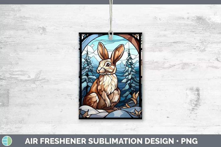 Woodland Stained Glass Snowshoe Hare Air Freshener Sublimati