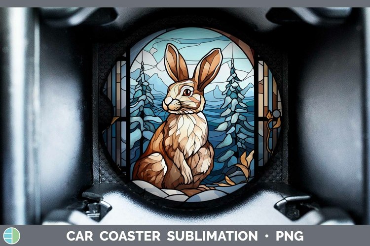 GorgeousWoodland Stained Glass Car Coaster design.