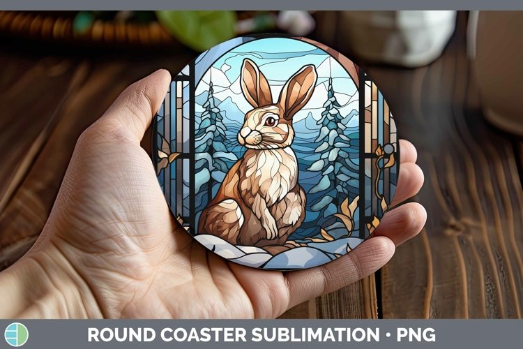 GorgeousWoodland Stained Glass Round Coaster design.