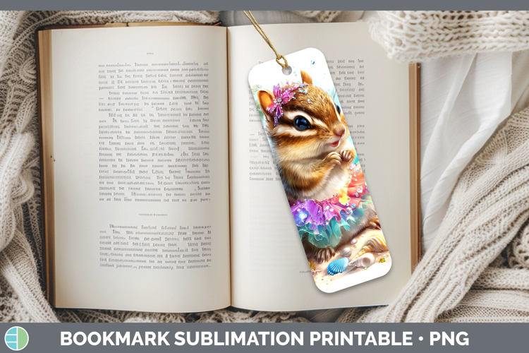 Woodland Summer Beach Chipmunk Bookmark Sublimation Printabl