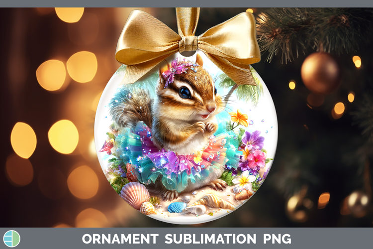 Woodland Summer Beach Chipmunk Ornament Sublimation Bauble D