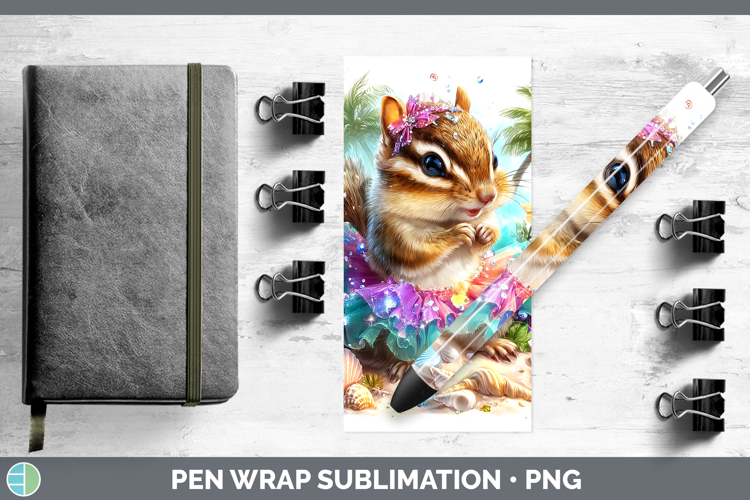 Woodland Summer Beach Chipmunk Pen Wrap Sublimation Pen Desi
