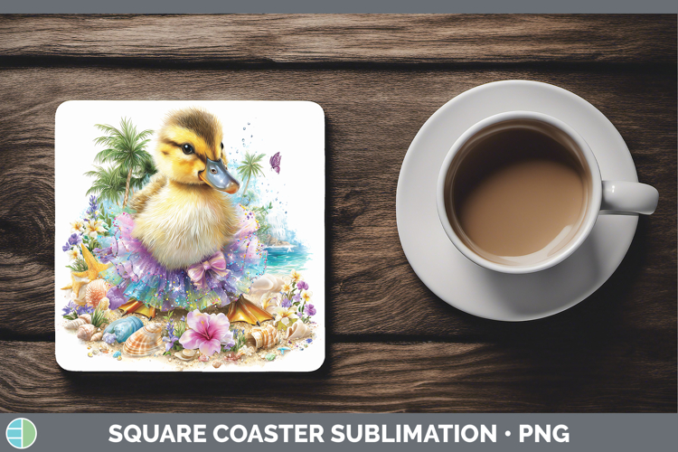 Woodland Summer Beach Duck Square Coaster Sublimation Coaste