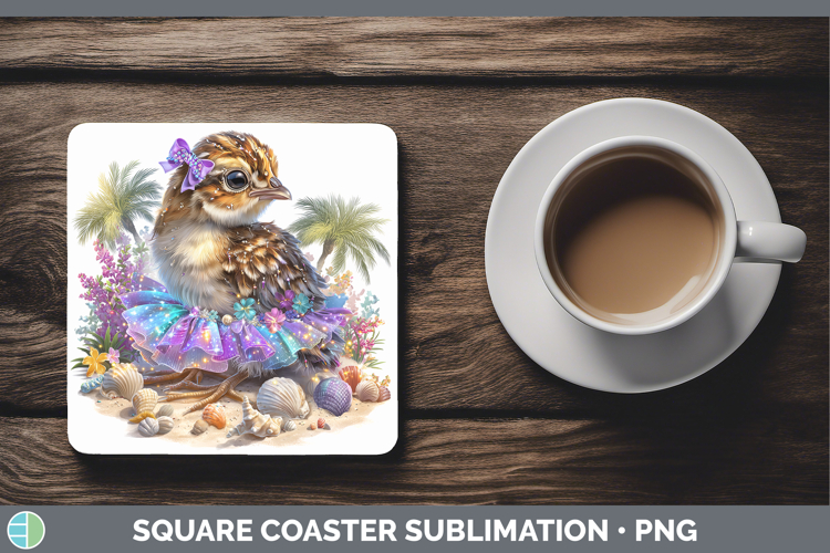 Woodland Summer Beach Grouse Square Coaster Sublimation Coas