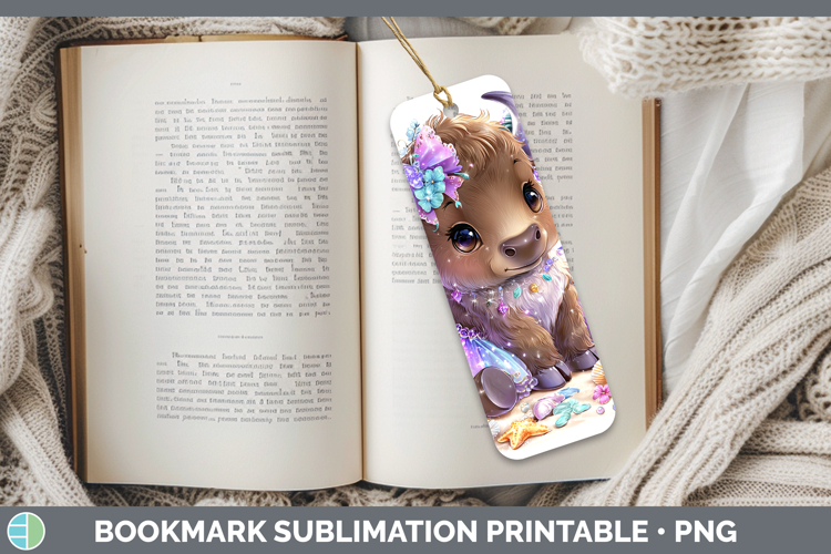Woodland Summer Beach Musk Ox Bookmark Sublimation Printable