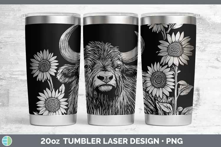 Woodland Sunflower Musk Ox Laser 20oz Tumbler Sublimation Tu