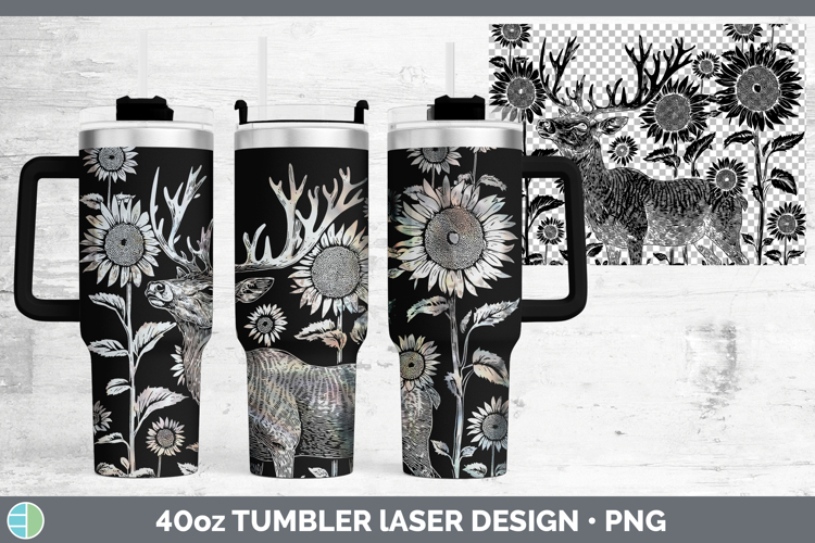 Woodland Sunflower Reindeer Laser 40oz Tumbler Sublimation T