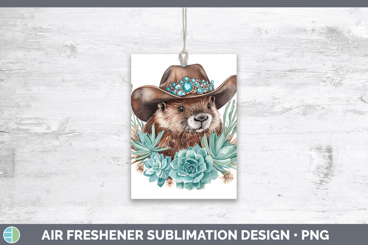 Woodland Teal Cowboy Beaver Air Freshener Sublimation Car Fr