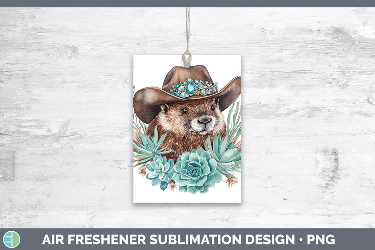 Woodland Teal Cowboy Beaver Air Freshener Sublimation Car Fr