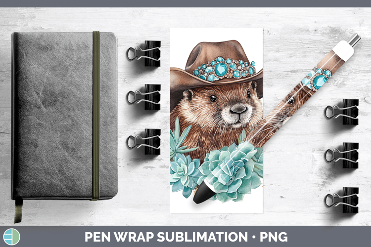 Woodland Teal Cowboy Beaver Pen Wrap Sublimation Pen Designs